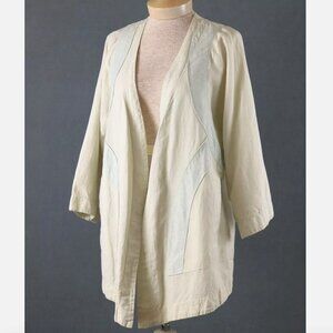 Prairie Underground S Ivory Open Quilted Cotton Hemp Lagenlook Cardigan Smock
